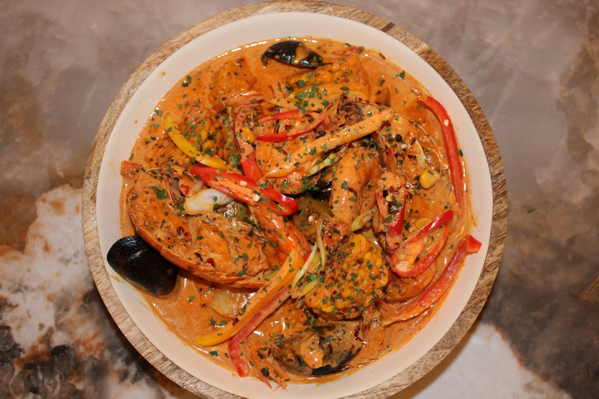 Seafood boil with signature sauce